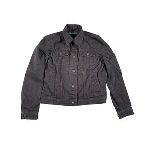 LRL Lauren Jean Co. Denim Jean Jacket Women's Medium Black Button Front‎ Pockets